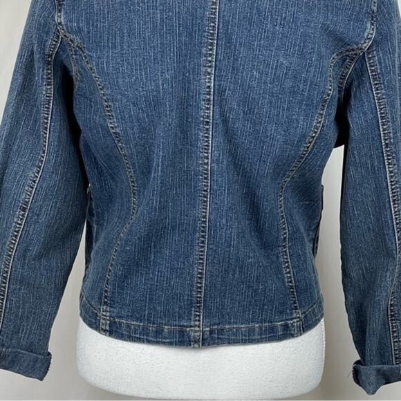 Isabel Beaded Sequined Boho Hippie Festival Blue Jean Jacket Size M - Picture 8 of 11